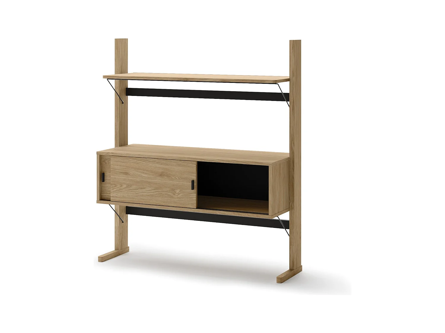 Bibliothèque basse avec rangement - 108 cm - chêne huilé - OLLIE