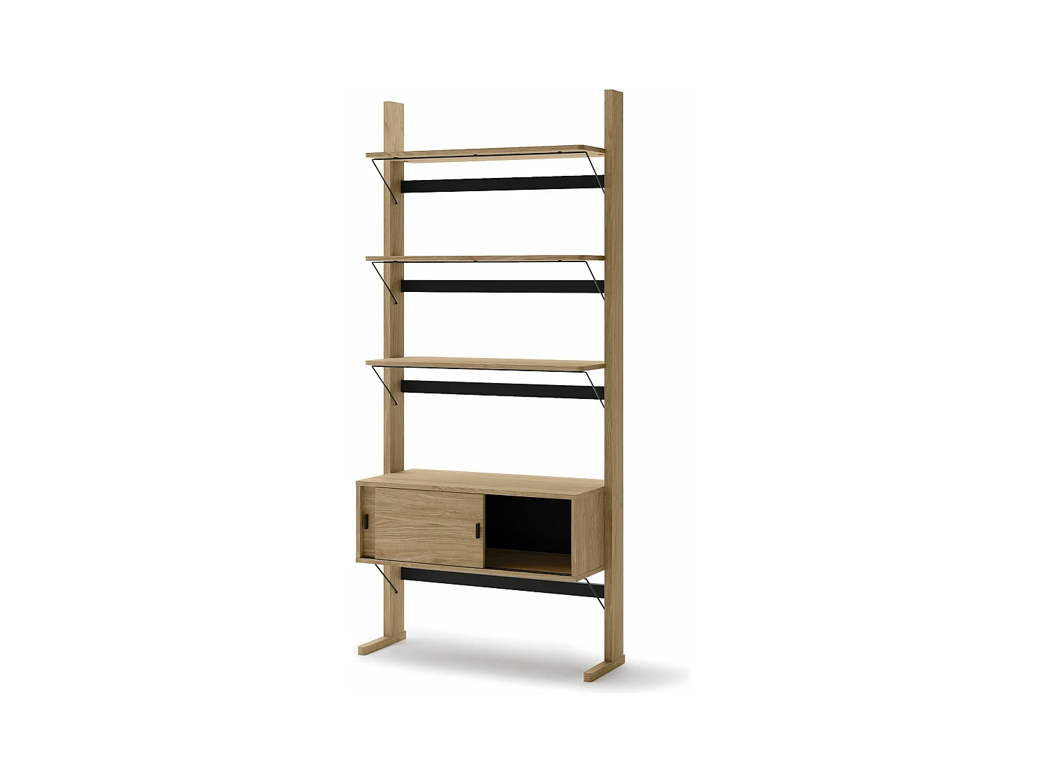 Bibliothèque haute avec rangement - 88 cm - chêne huilé - OLLIE