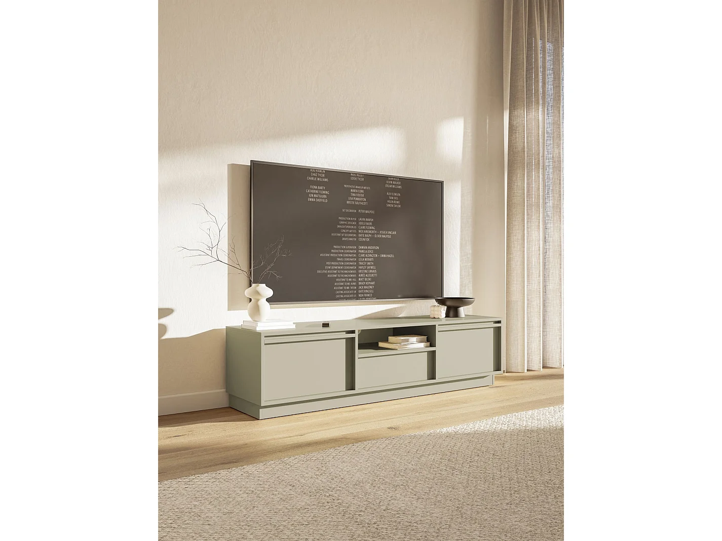 Meuble TV 3 portes avec 3 tiroirs - 154 cm - kaschmir - EVO