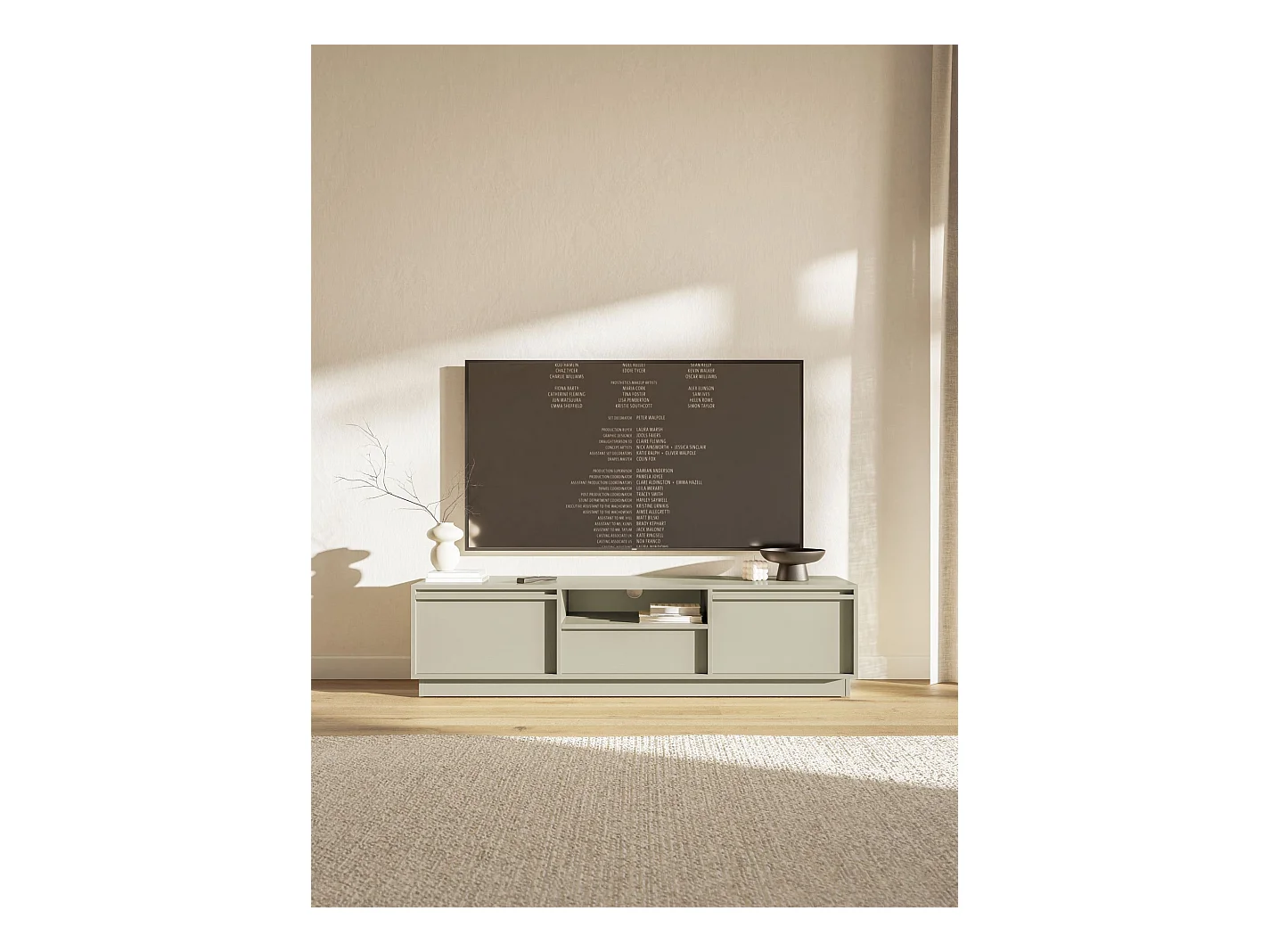 Meuble TV 3 portes avec 3 tiroirs - 154 cm - kaschmir - EVO