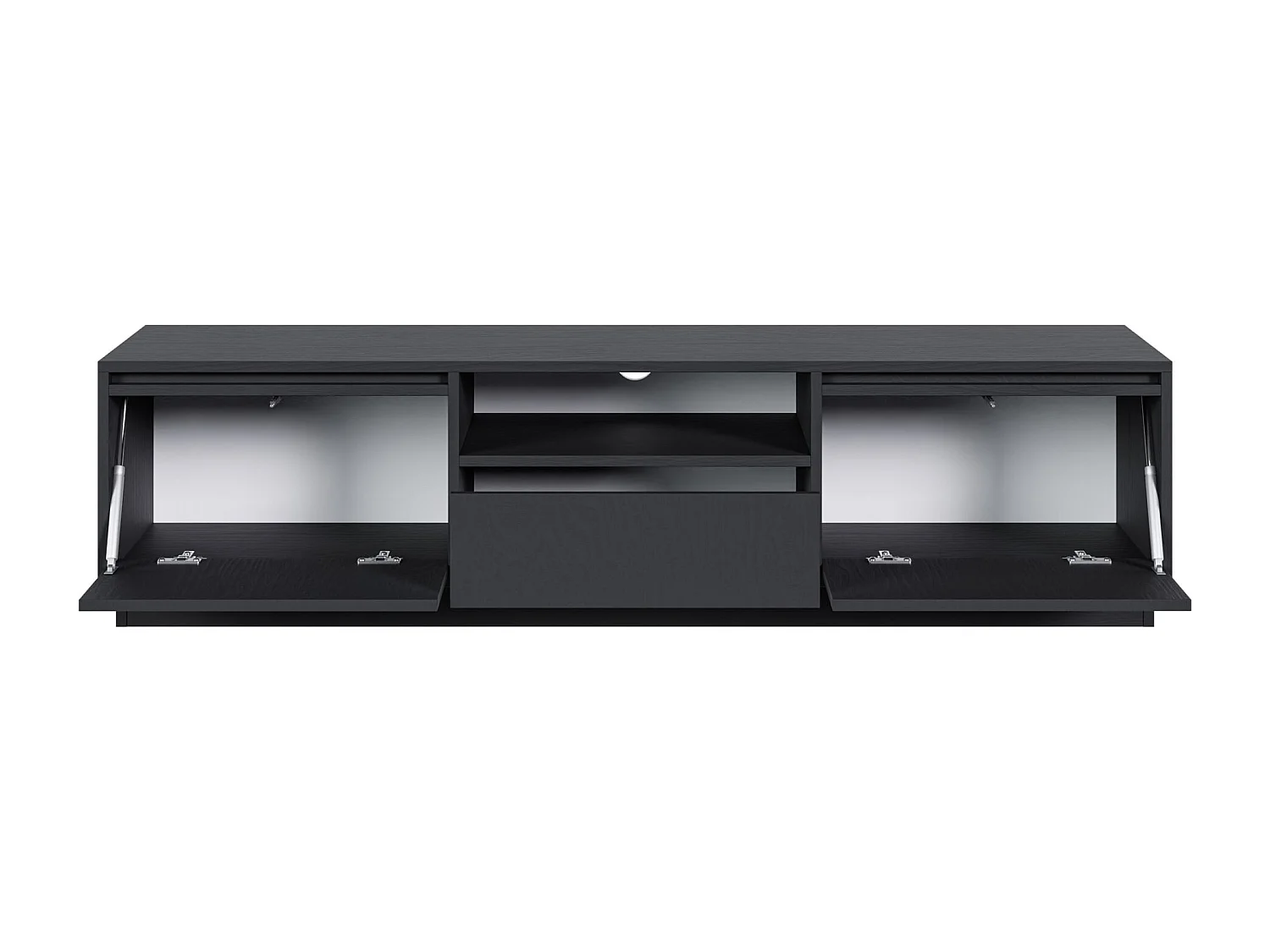 Meuble TV 3 portes avec 3 tiroirs - 154 cm - graphite noir - EVO