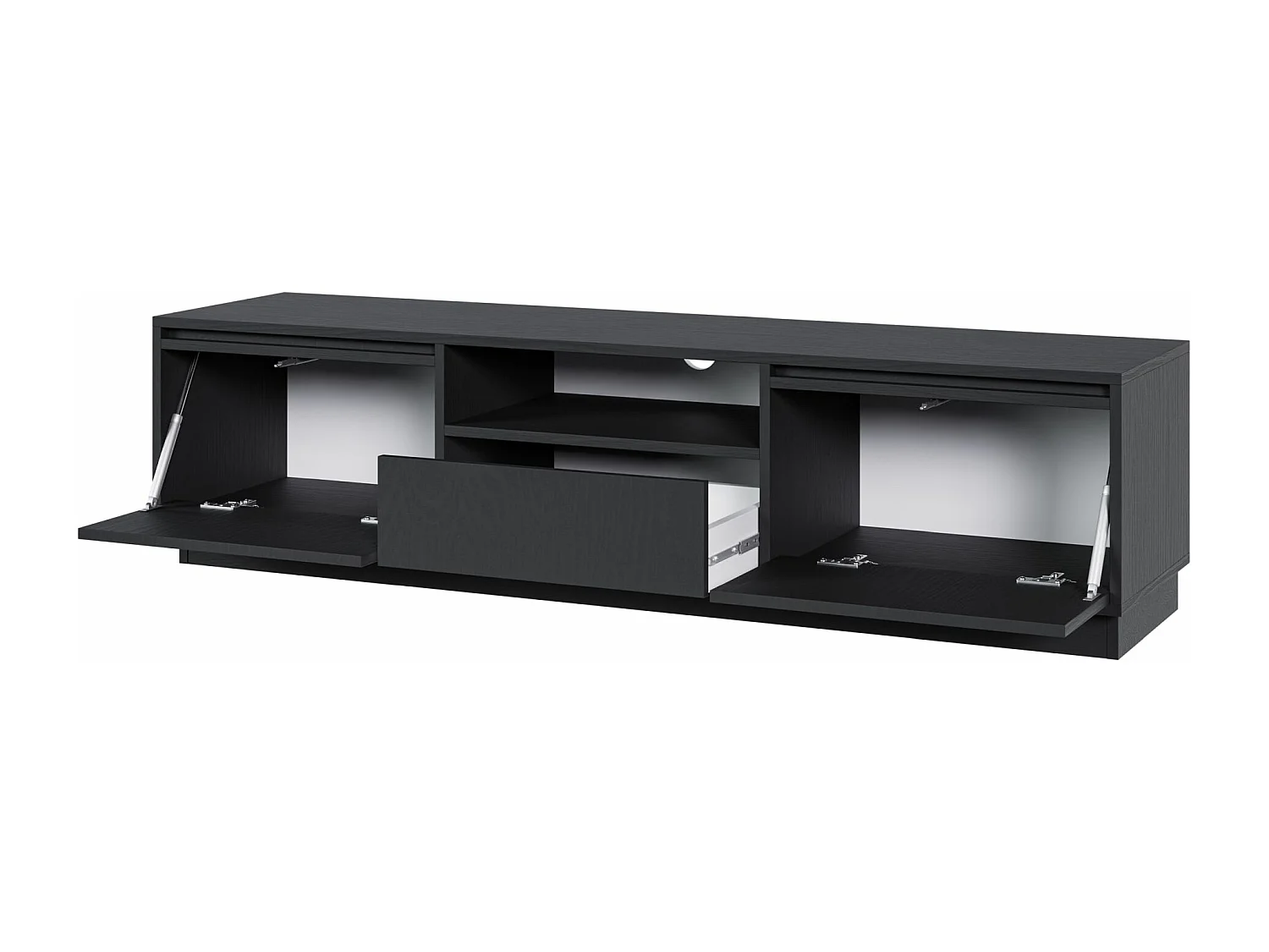 Meuble TV 3 portes avec 3 tiroirs - 154 cm - graphite noir - EVO