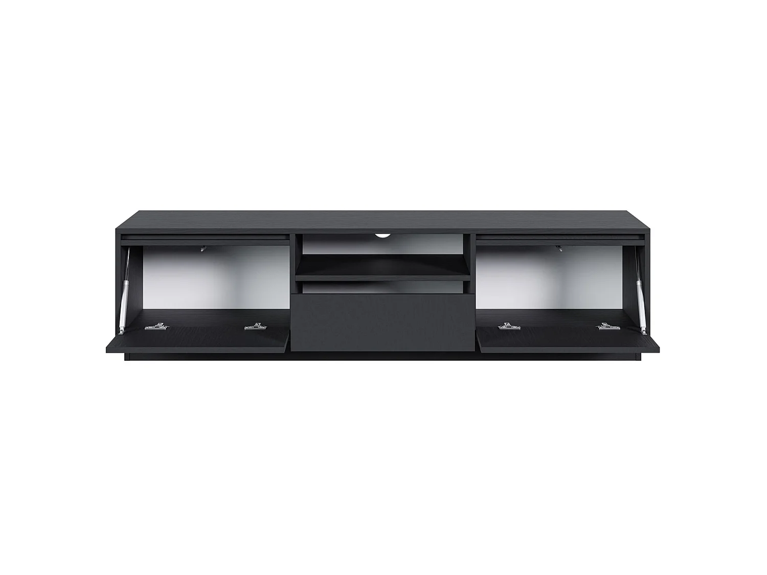 Meuble TV 3 portes avec 3 tiroirs - 154 cm - graphite noir - EVO