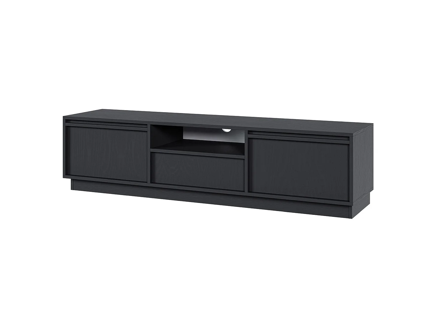 Meuble TV 3 portes avec 3 tiroirs - 154 cm - graphite noir - EVO
