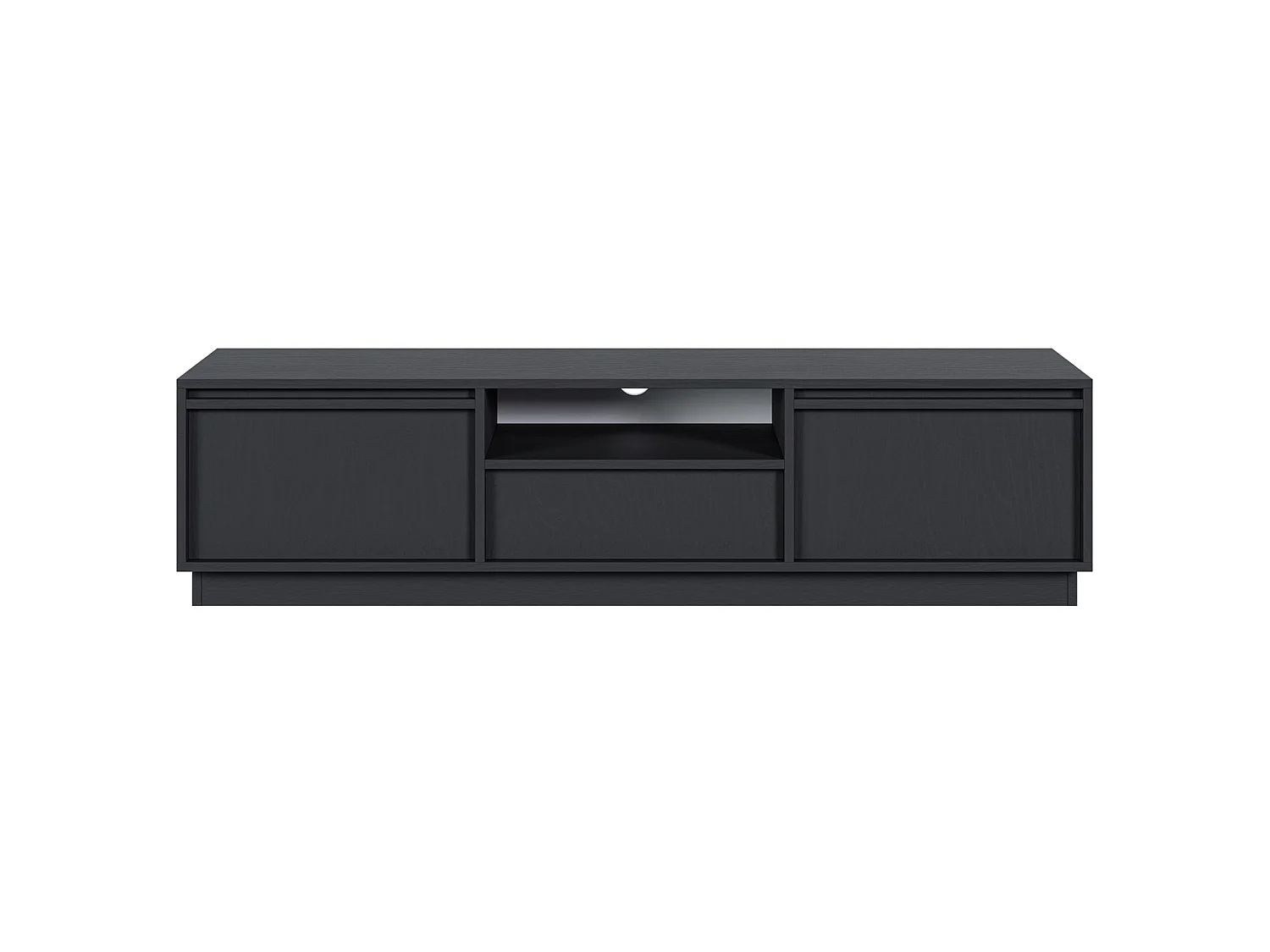 Meuble TV 3 portes avec 3 tiroirs - 154 cm - graphite noir - EVO