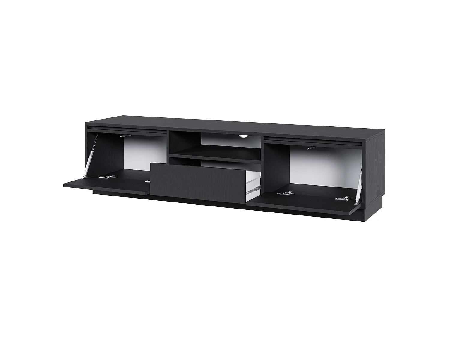 Meuble TV 3 portes avec 3 tiroirs - 154 cm - graphite noir - EVO