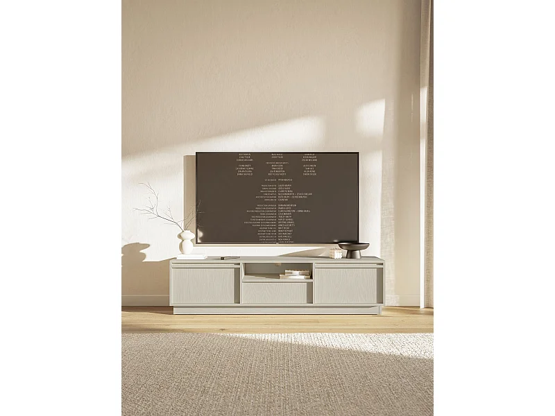 Meuble TV 3 portes avec 3 tiroirs - 154 cm - beige - EVO