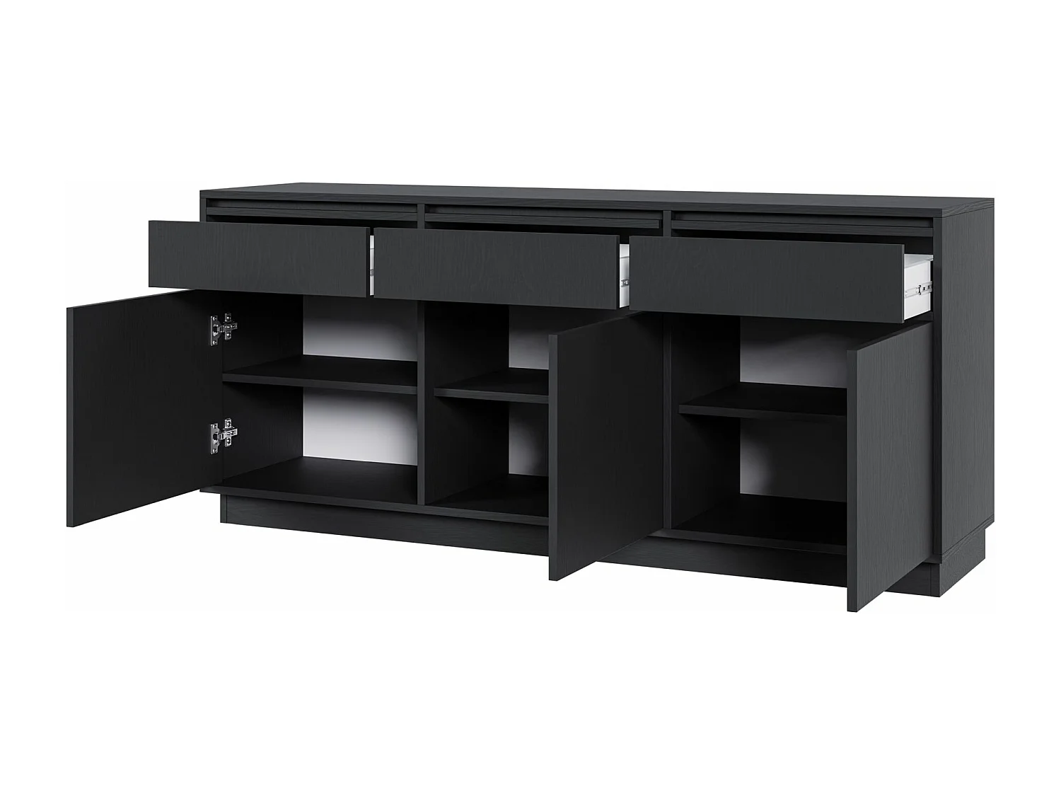 3-deurs dressoir met 3 laden - 154 cm - zwart grafiet - EVO