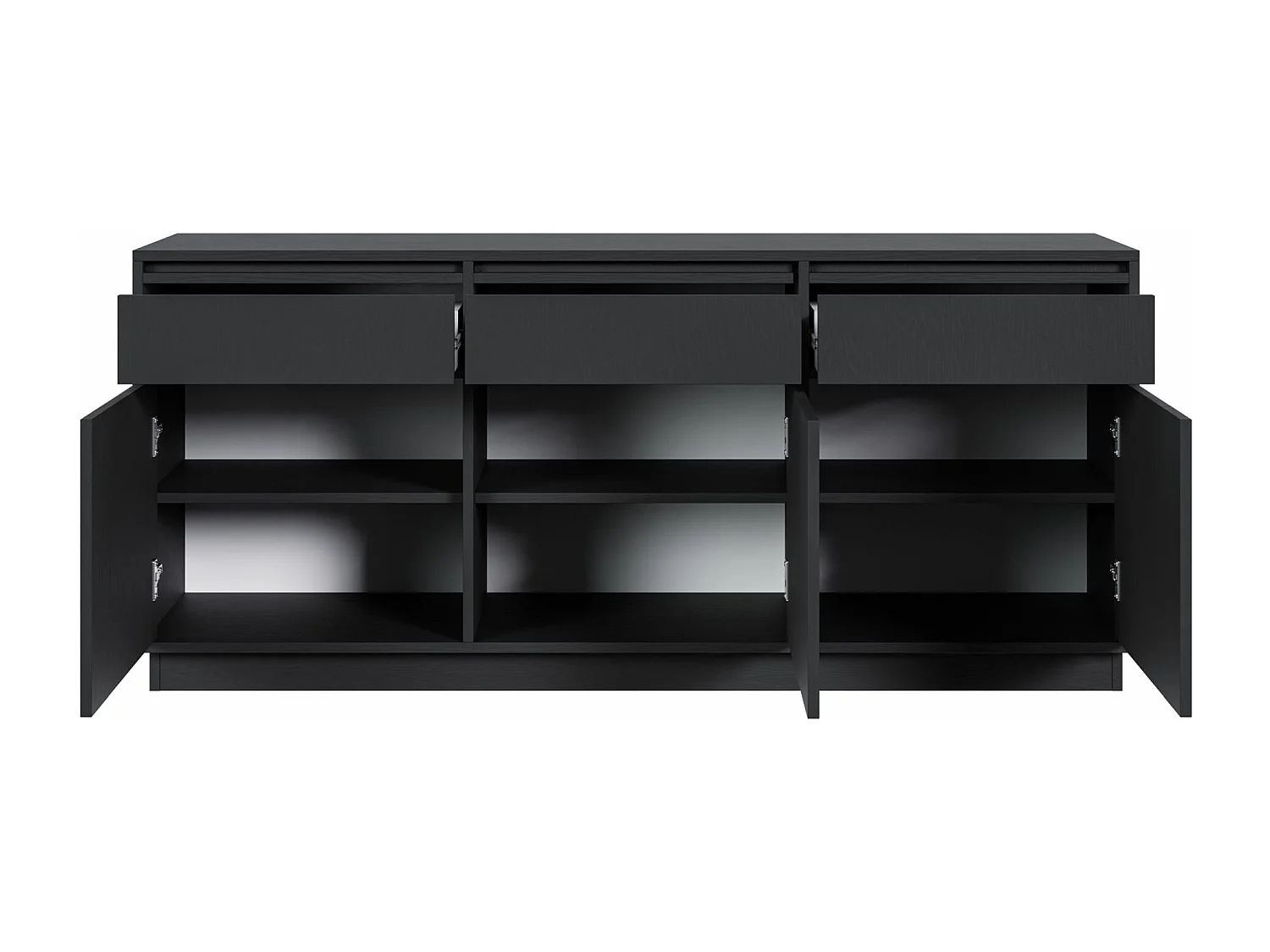 3-deurs dressoir met 3 laden - 154 cm - zwart grafiet - EVO