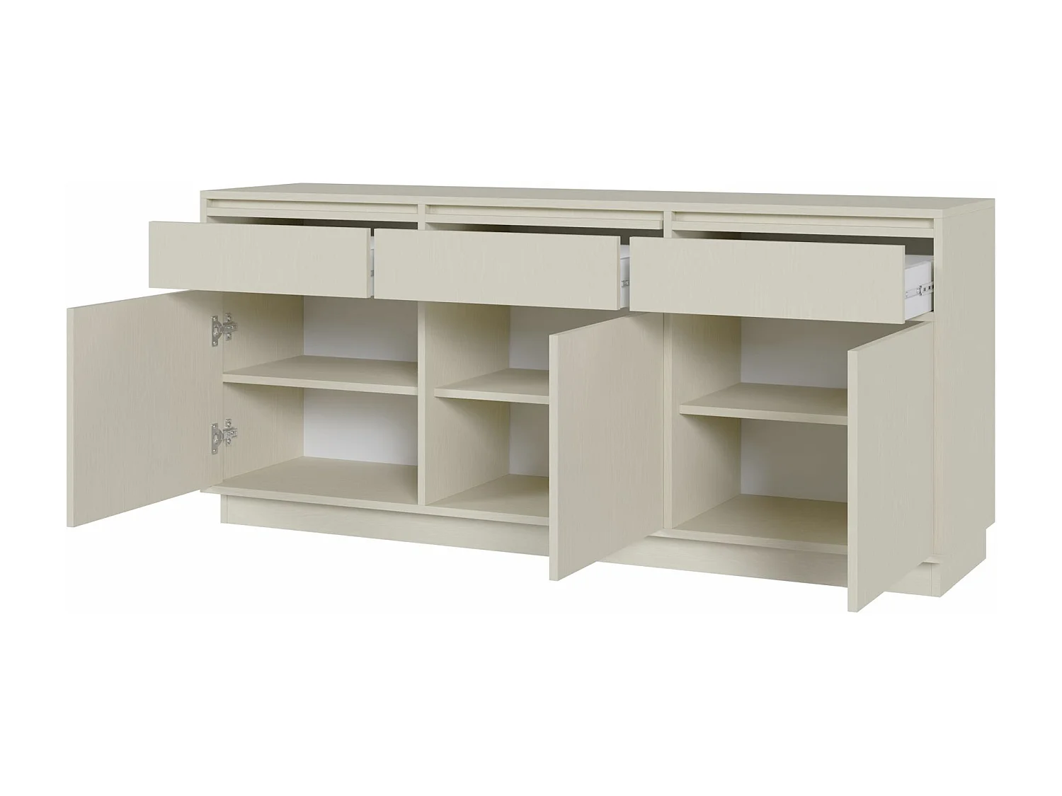 Buffet 3 portes avec 3 tiroirs - 154 cm - beige - EVO