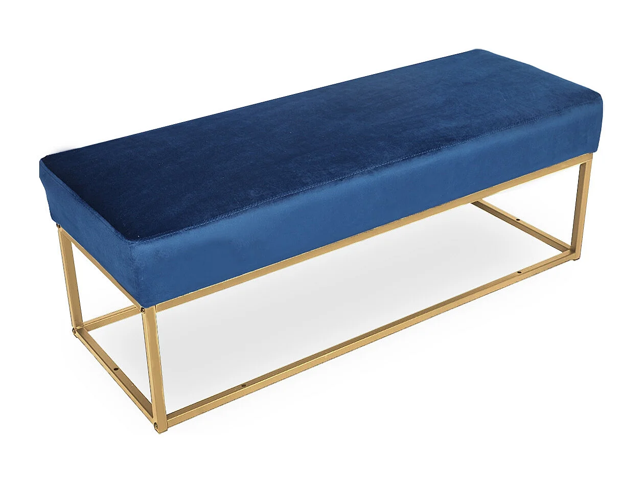 Banquette Clarisse velours bleu pieds doré