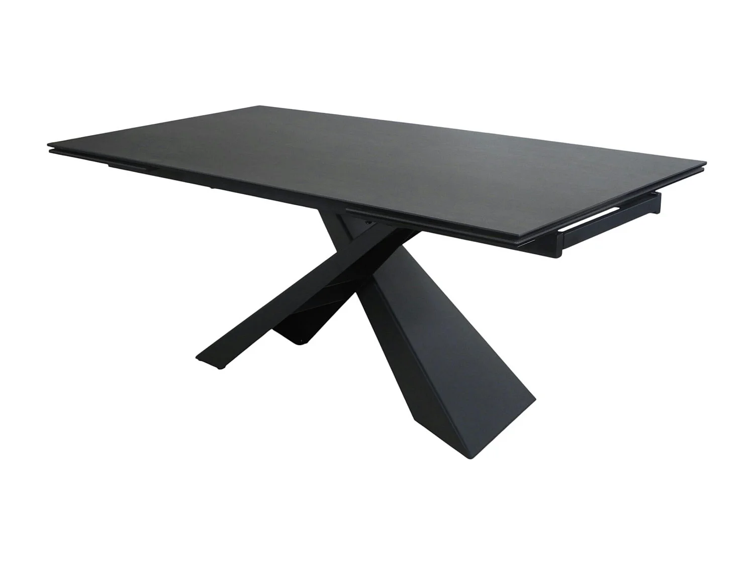 Table à manger en céramique grise avec pied en croix 180-280 cm LOMBARDIE