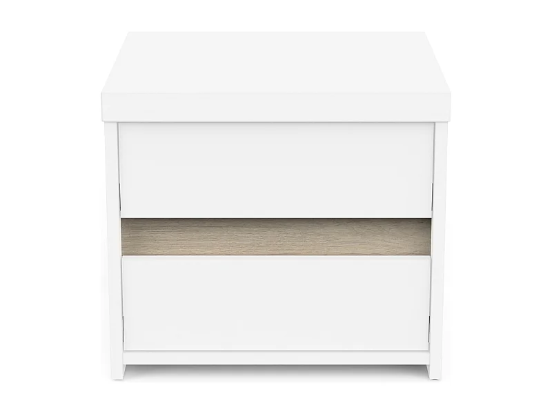 Chevet 2 tiroirs décor chêne kronberg et blanc mat L43,1 cm - CLYDE