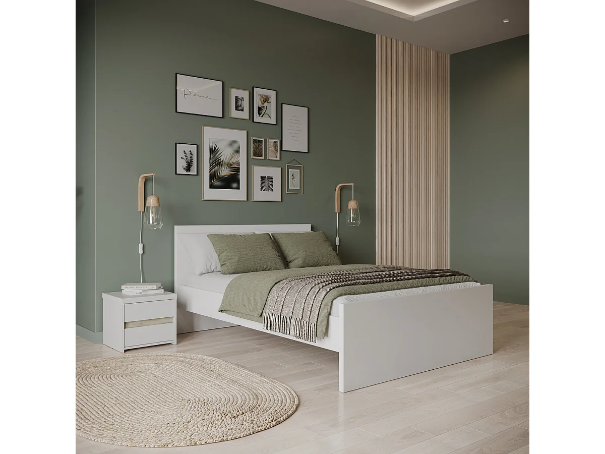 Chevet 2 tiroirs décor chêne kronberg et blanc mat L43,1 cm - CLYDE