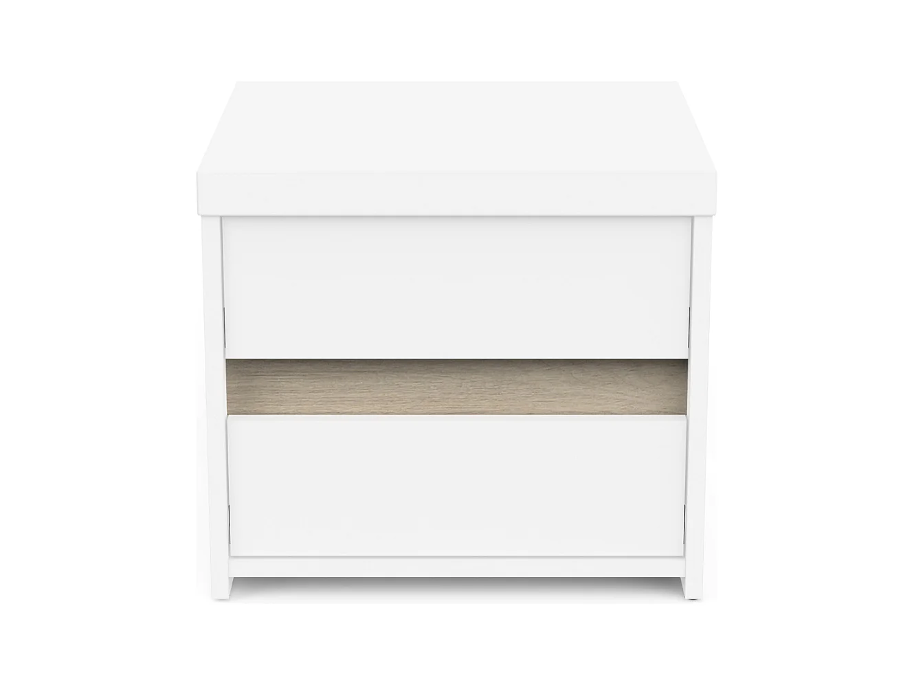 Chevet 2 tiroirs décor chêne kronberg et blanc mat L43,1 cm - CLYDE