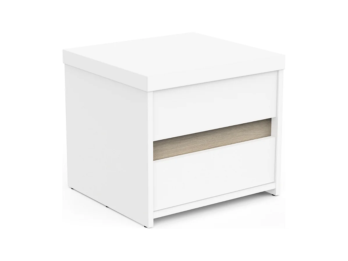 Nachttisch mit 2 Schubladen "Clyde" Weiß Holz Modern und Praktisch