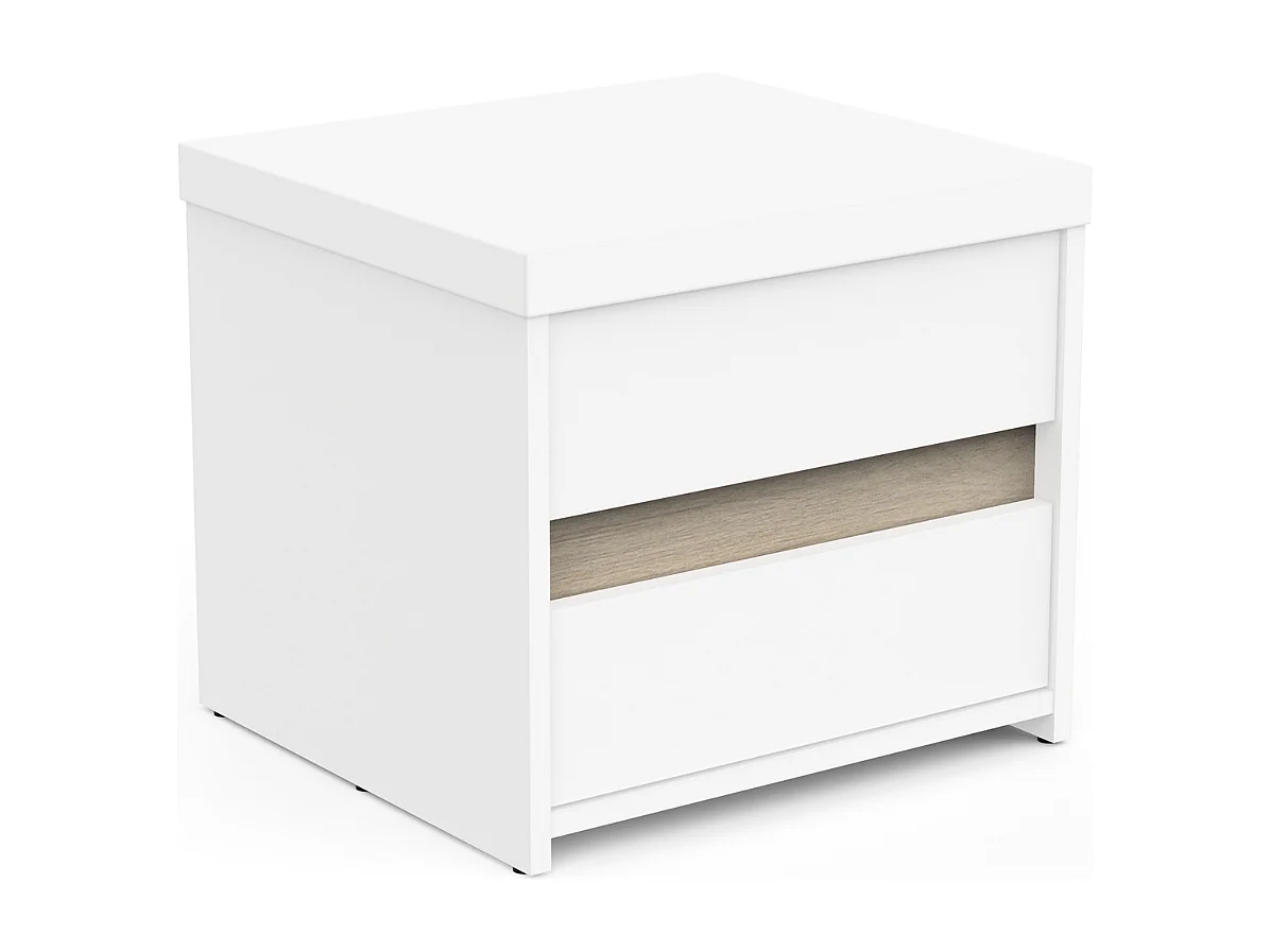 Chevet 2 tiroirs décor chêne kronberg et blanc mat L43,1 cm - CLYDE
