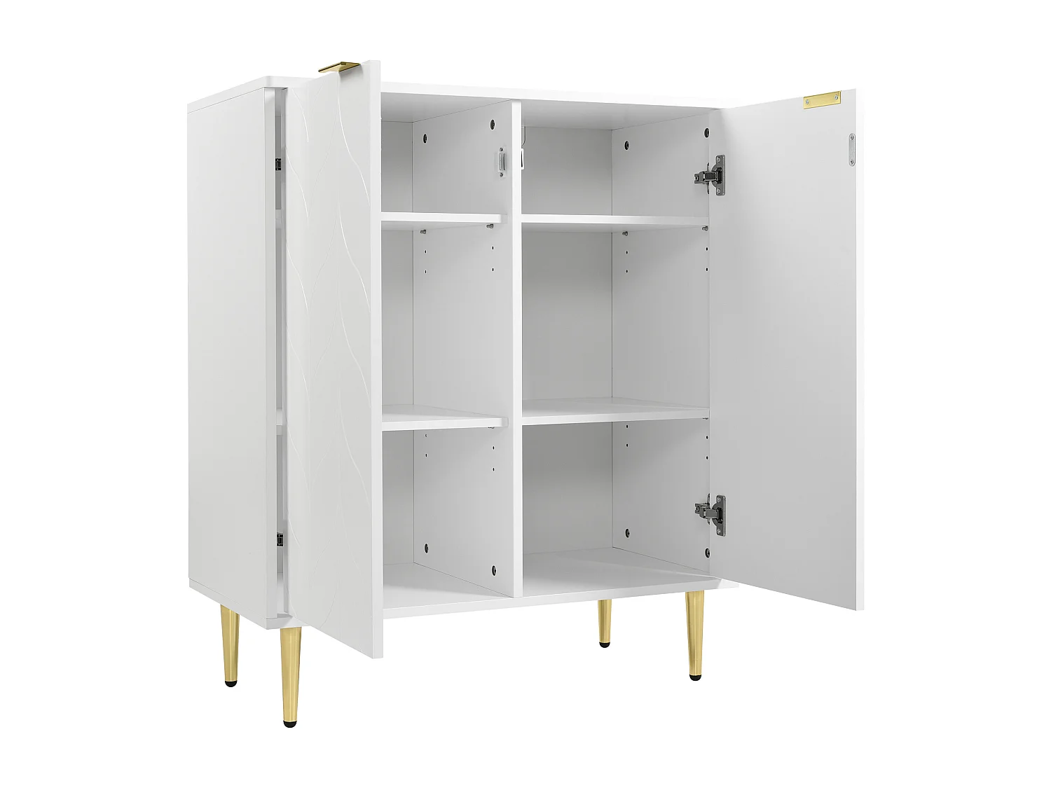 Buffet moderne motif floral blanc laqué avec pieds et poignées plaqués dorées DRONGREALS