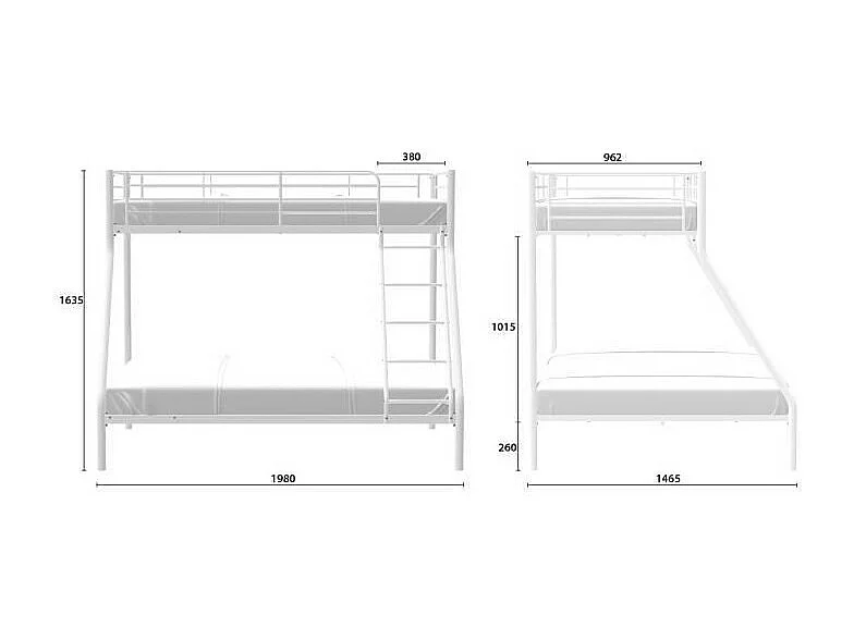 Stapelbedden BRUCE BRUCE - Wit - Metaal - 90/140 x 190 cm - Lattenbodems inbegrepen
