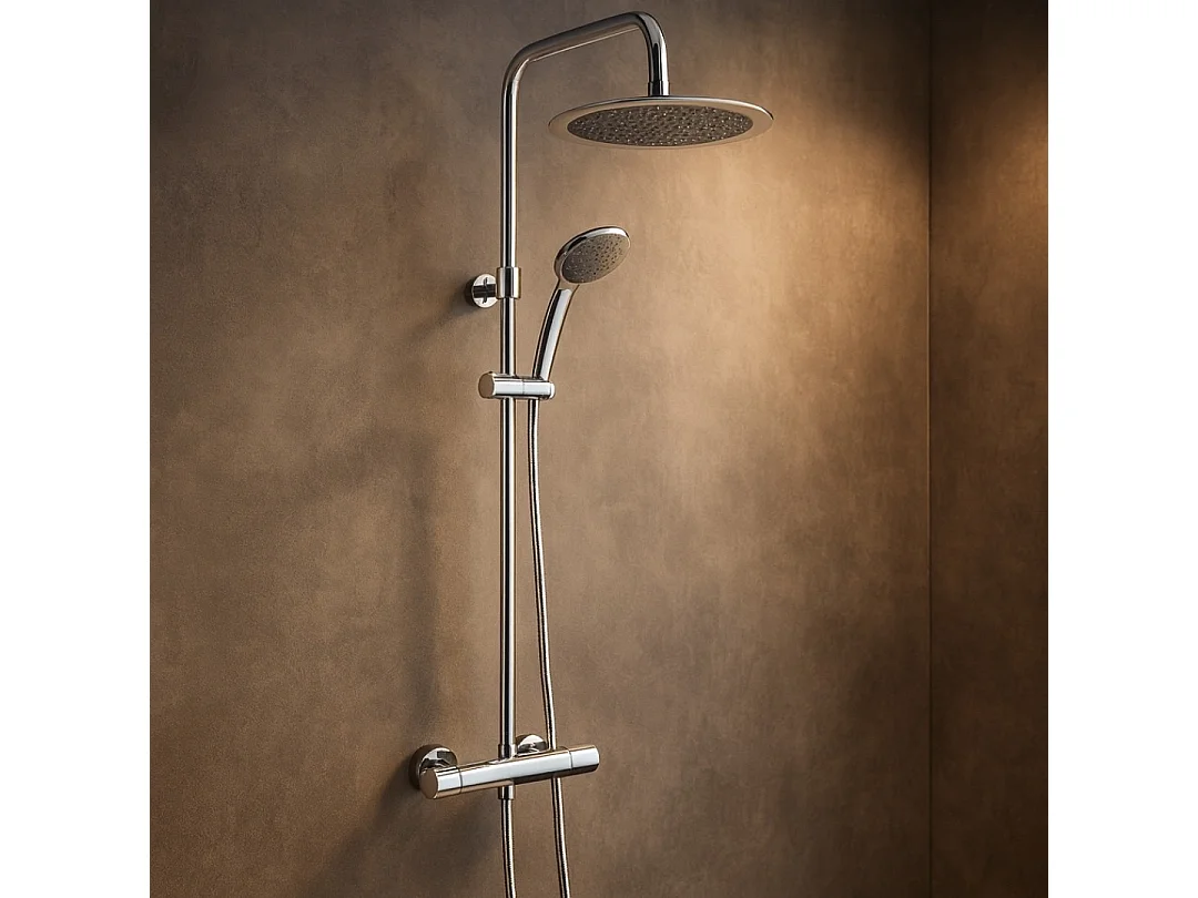 Color coluna de duche termostática cromada e branca Essebagno