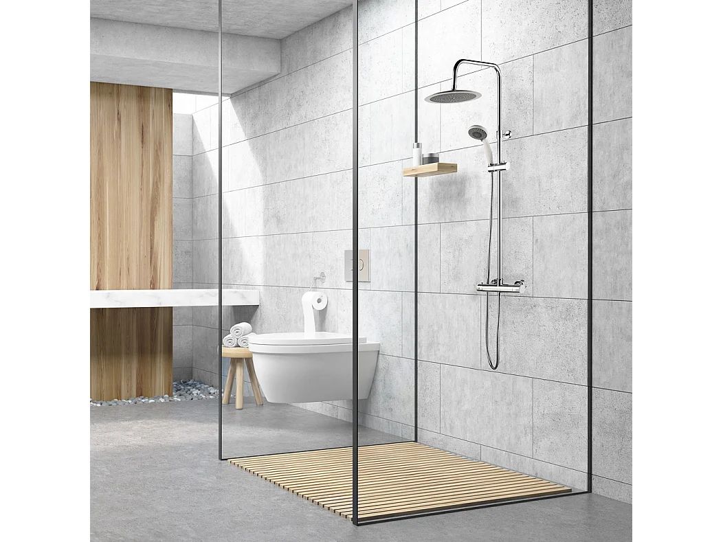 Color coluna de duche termostática cromada e branca Essebagno