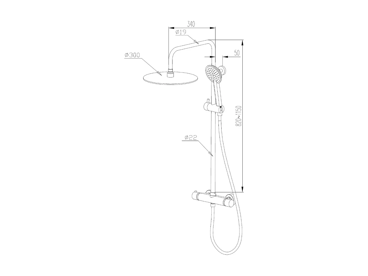 Loundge columna de ducha cromada con mando termostático Essebagno
