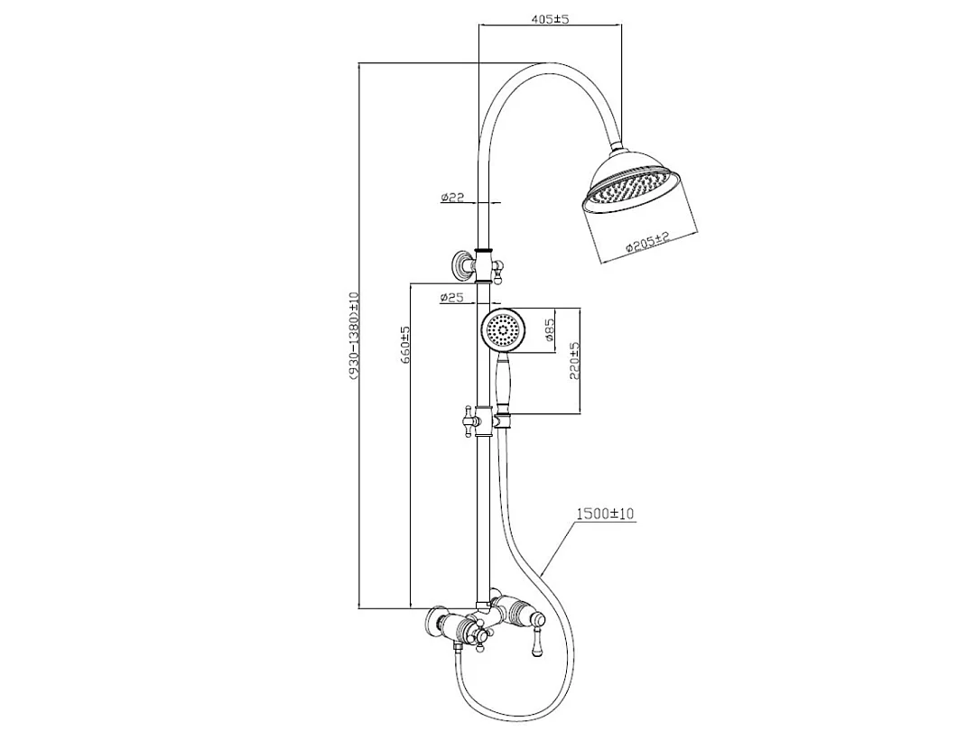 Leeds mechanische Duschsäule Chrom Essebagno