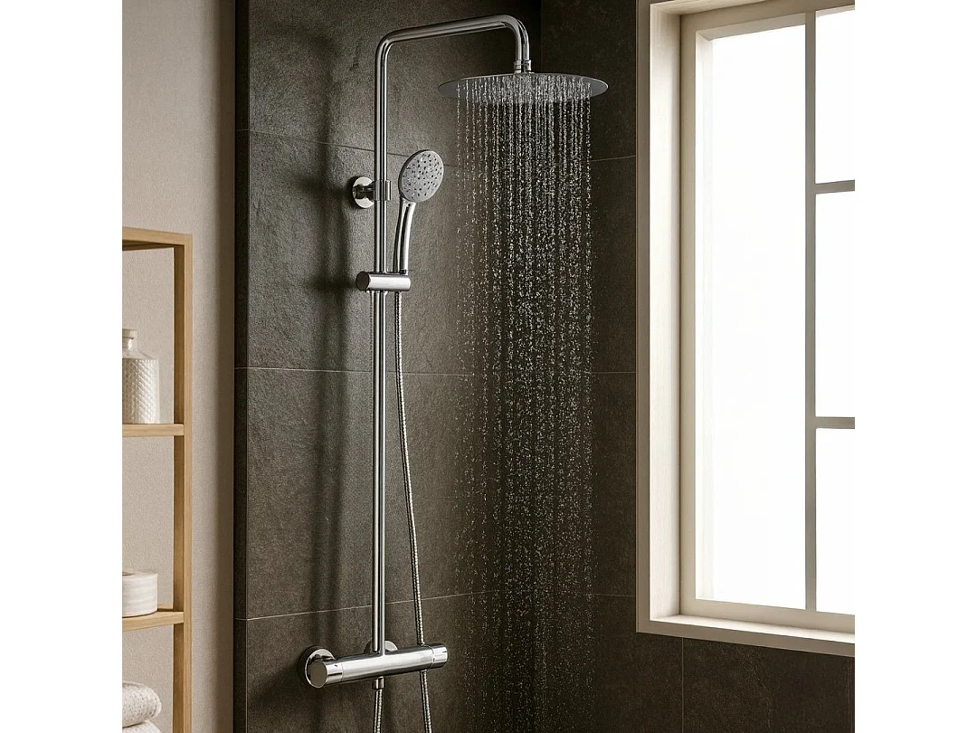 Allure coluna de duche termostática cromada Essebagno
