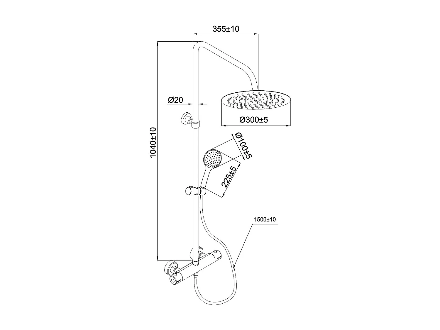 Allure coluna de duche termostática cromada Essebagno