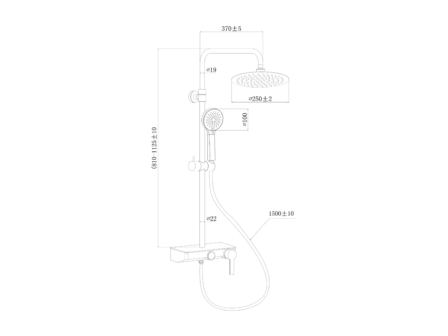 Waterbox II Mechanische Duschsäule verchromt Essebagno