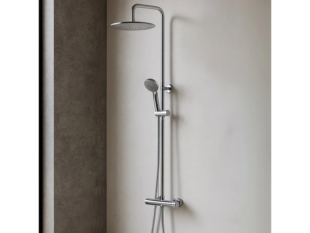 Onéo Coluna de duche cromada com controlo termostático Essebagno