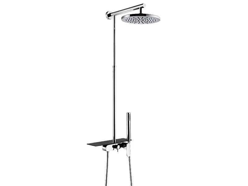 Apsara II colonne de douche mécanique avec tablette chromée - Essebagno