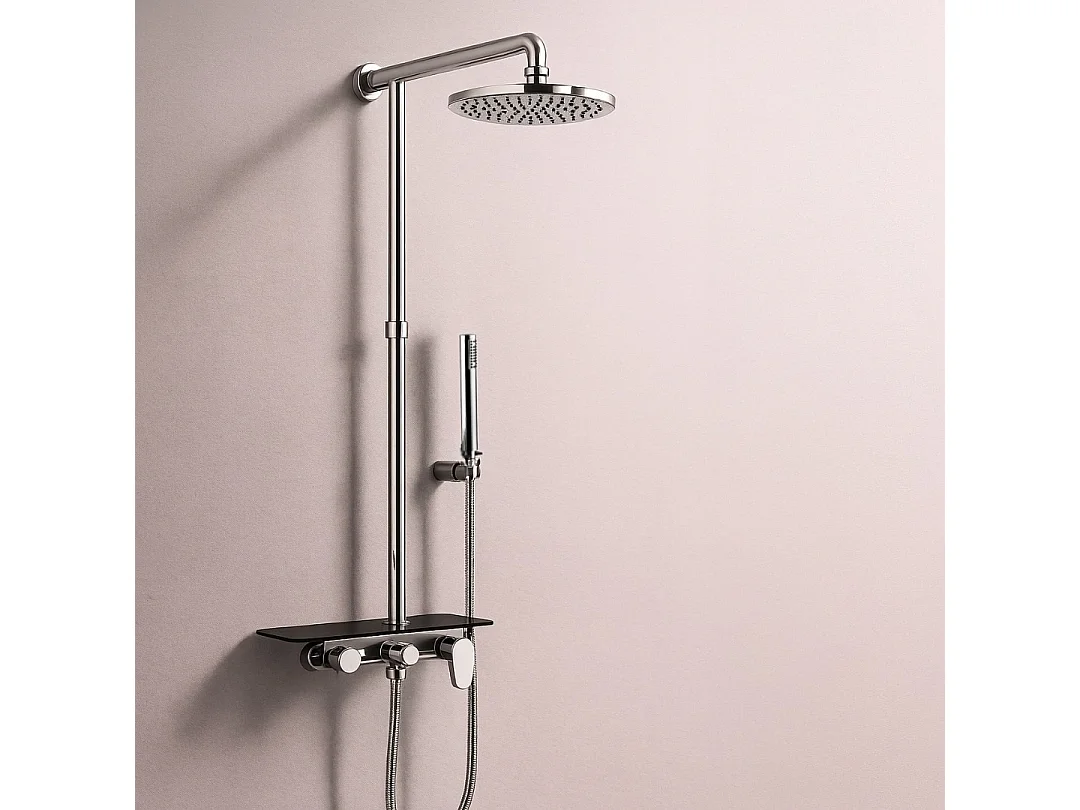 Apsara II colonna doccia meccanica con ripiano cromato Essebagno