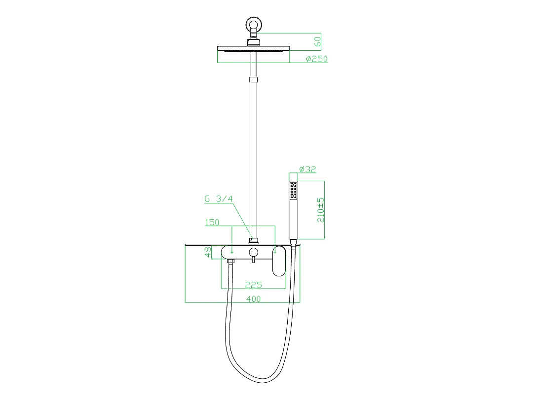 Apsara II mechanische douchekolom met chromen planchet - Essebagno