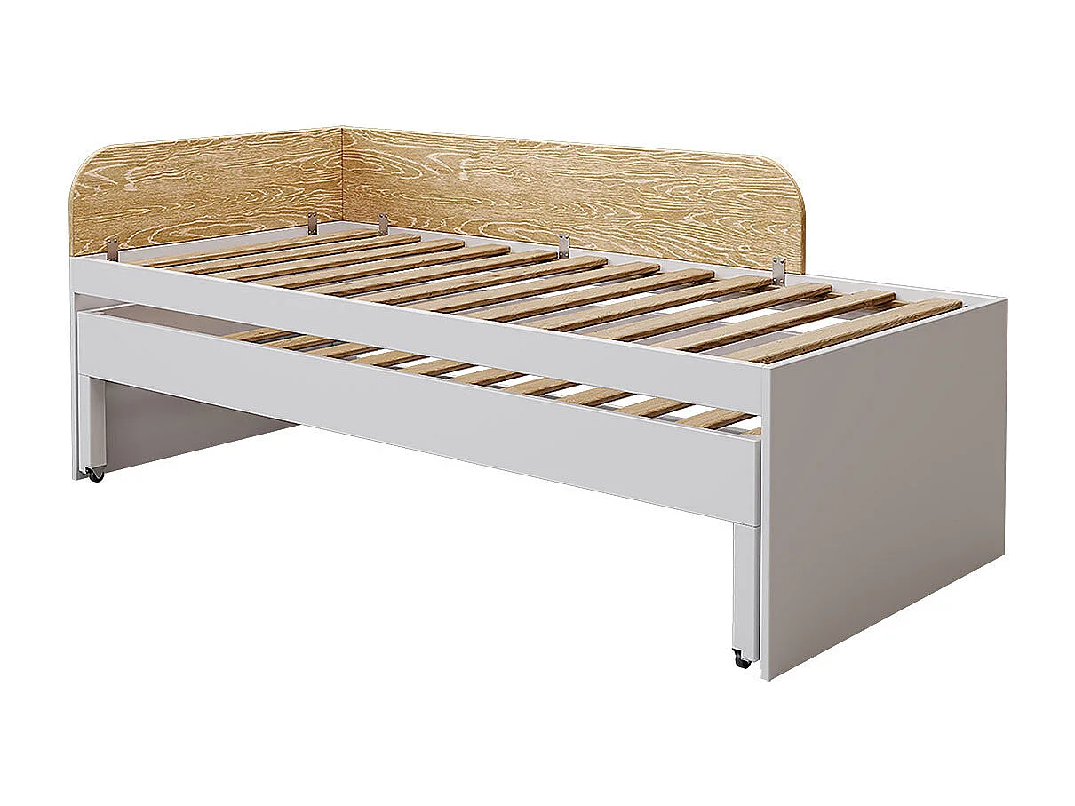 Lit gigogne 90x200 cm bois massif blanc et bois NOHA