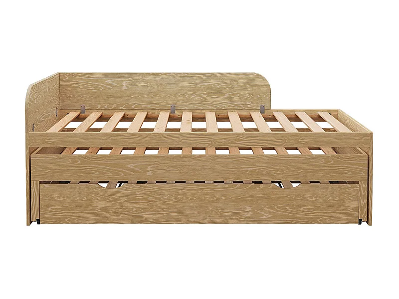Pack lit gigogne 3 places avec matelas 90x200 cm bois massif bois NOHA
