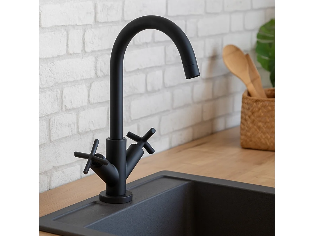 Essekross mélangeur évier noir mat - Essebagno