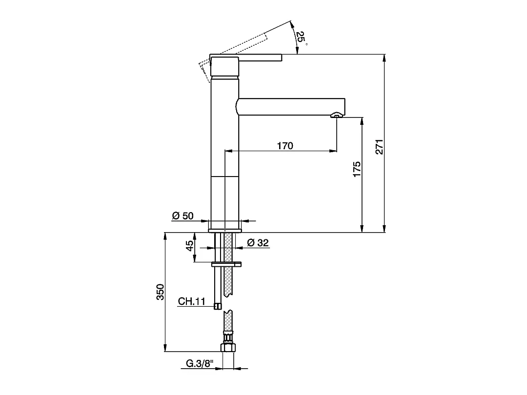 Tratto misturadora de lavatório midway cromada Essebagno