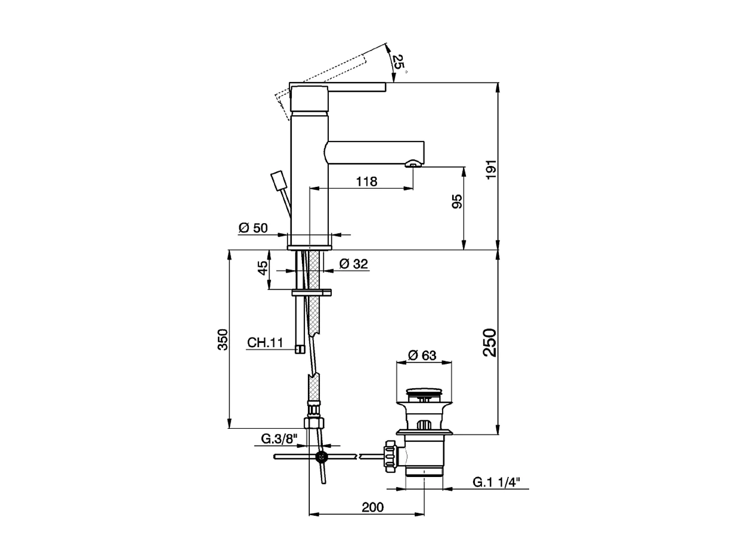 Tratto niedriger Waschtischmischer Chrom Essebagno