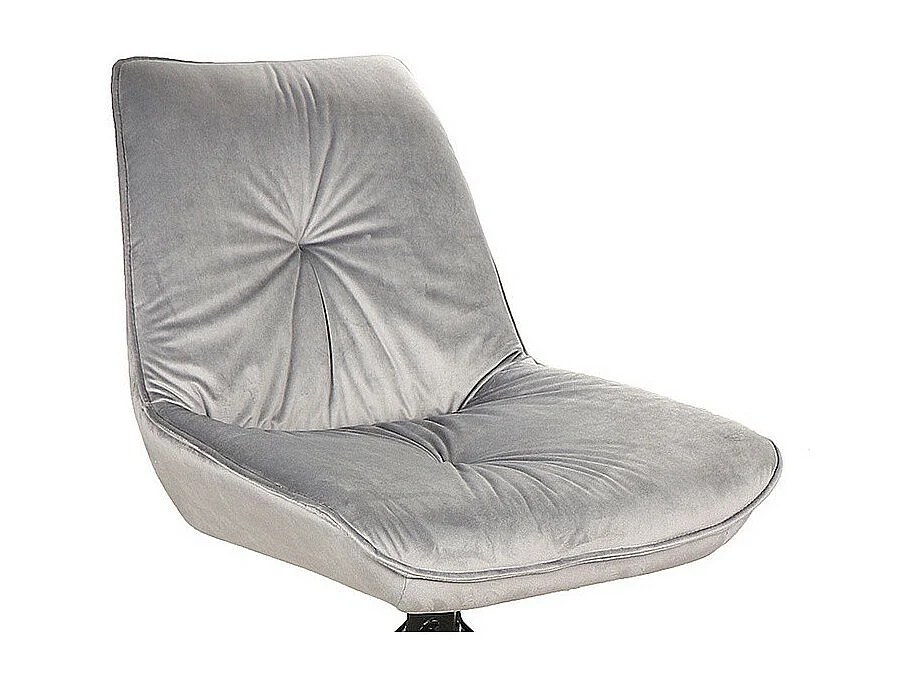 Chaise pivotante en velours - Gris - Pieds en métal noir - H 89 cm xl 60 cm x P 45 cm