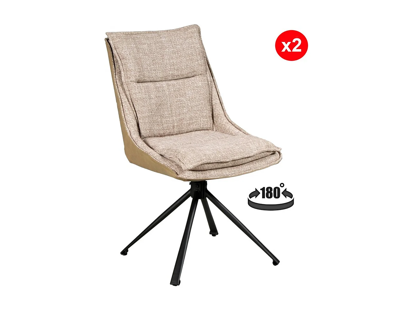 Lot de 2 chaises pivotantes de salle à manger JAVA / Beige