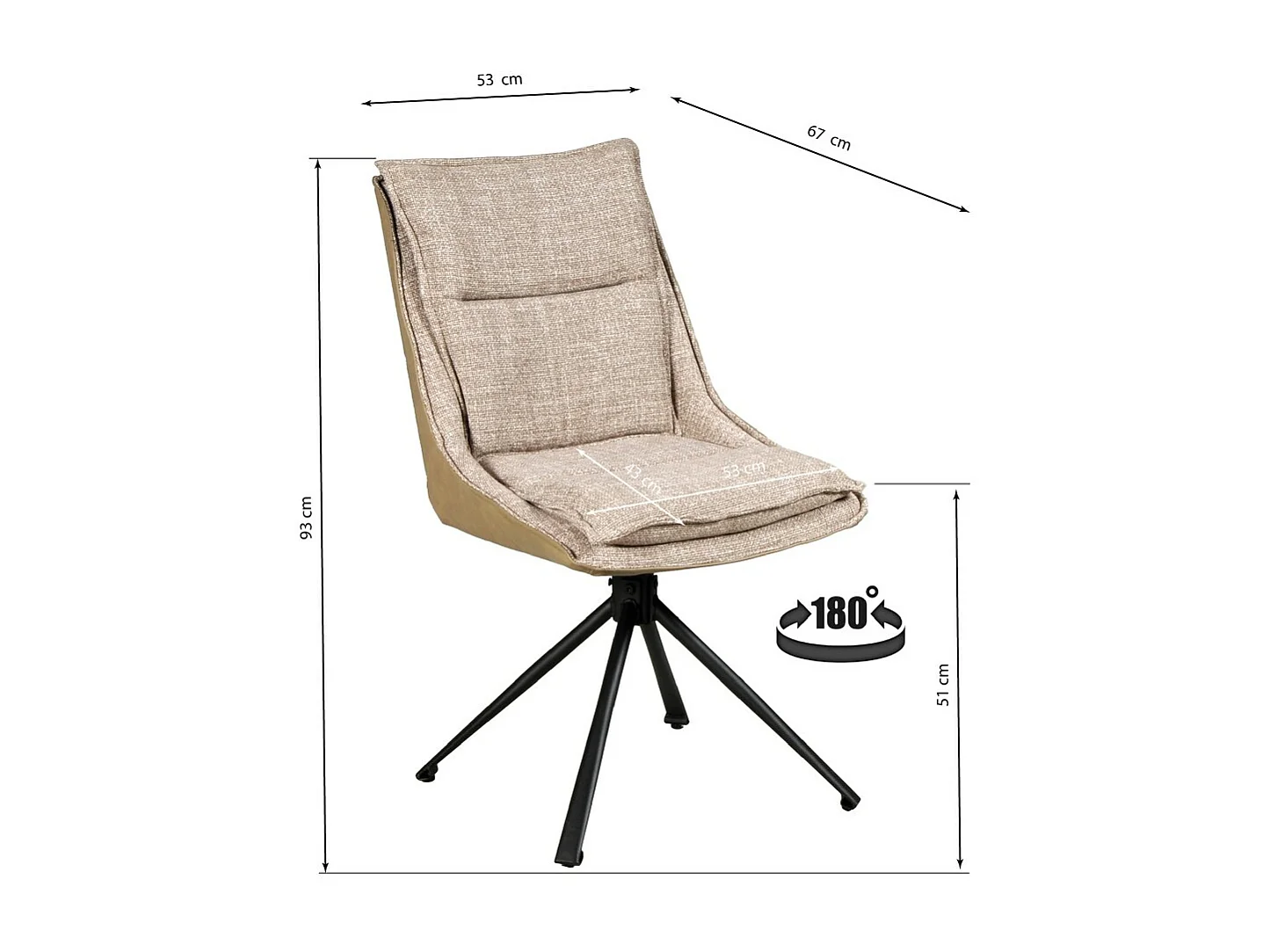 Lot de 2 chaises pivotantes de salle à manger JAVA / Beige