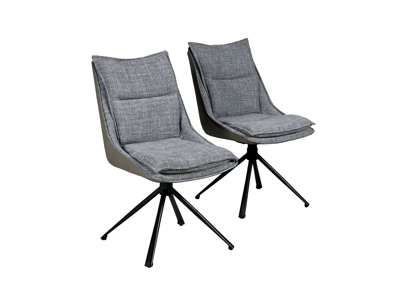 Lot de 2 chaises pivotantes de salle à manger JAVA / Gris foncé