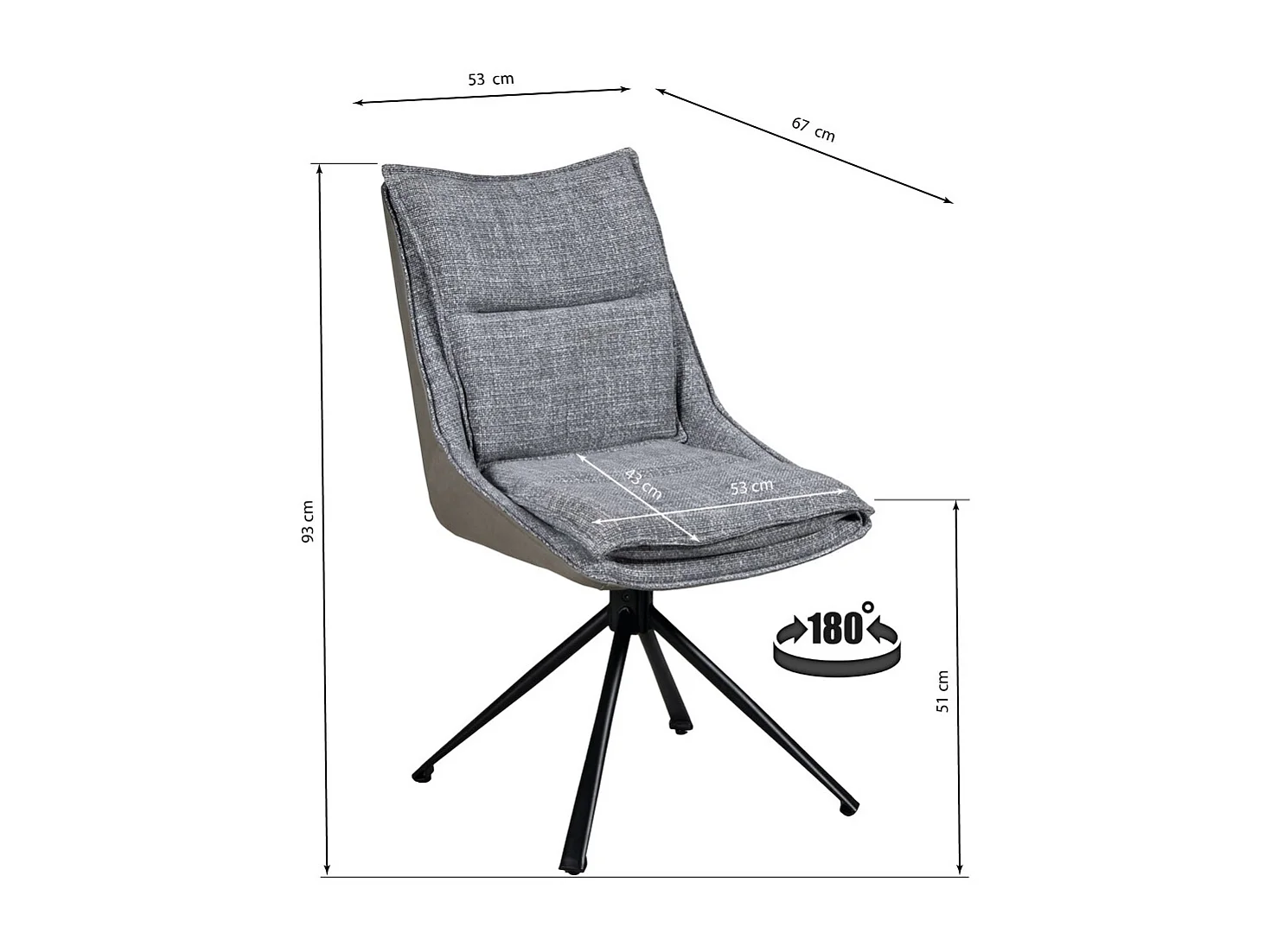 Lot de 2 chaises pivotantes de salle à manger JAVA / Gris foncé
