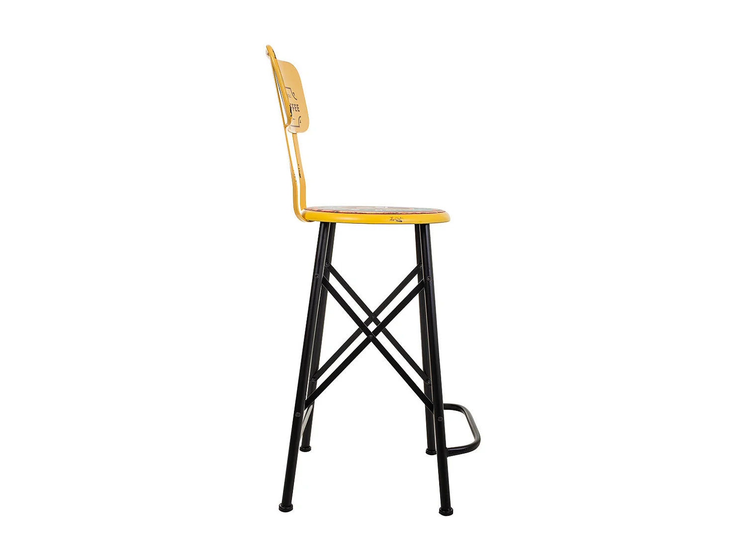 Taburete de metal amarillo 46x100x40 cm