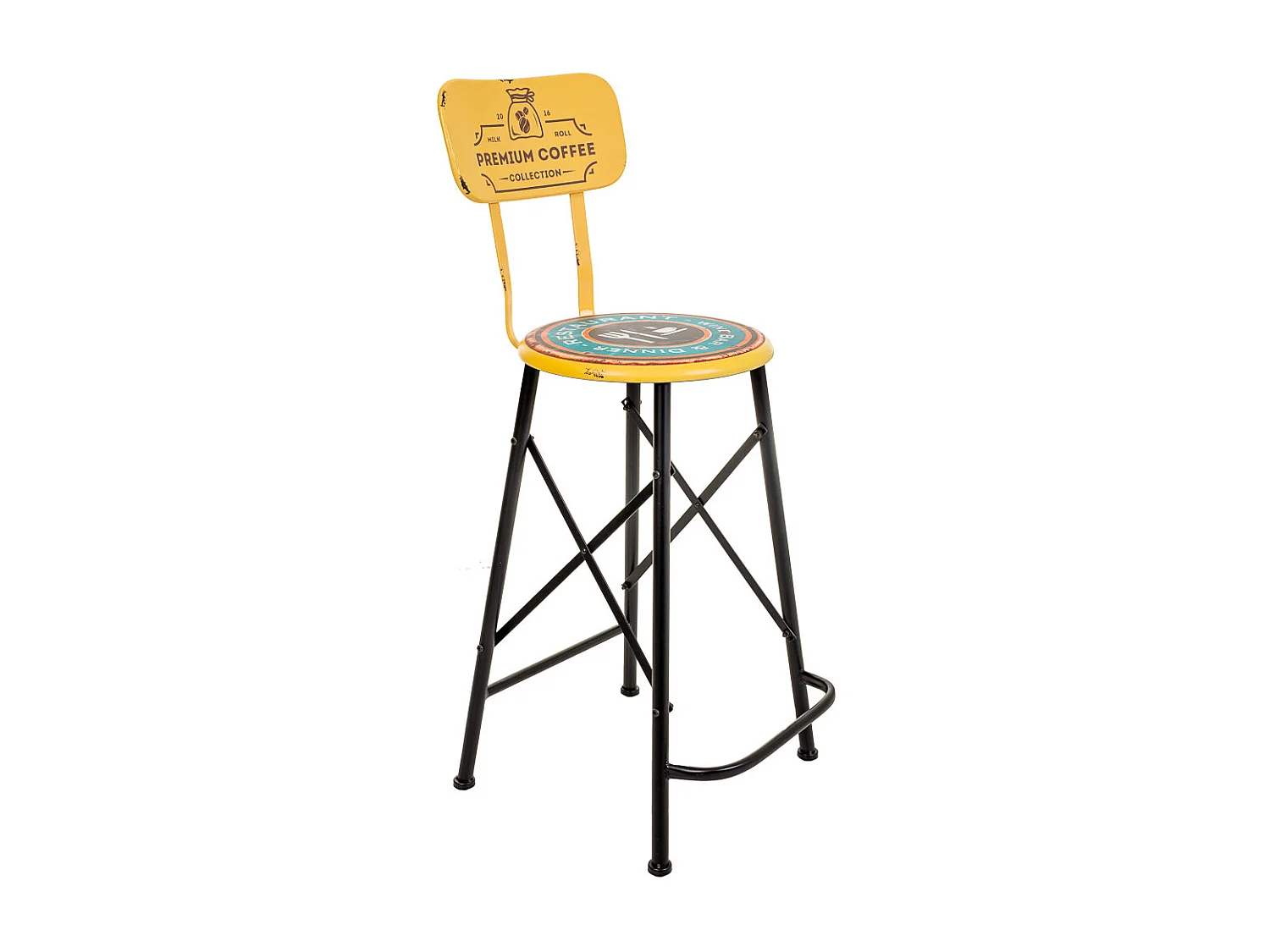 Tabouret en métal jaune 46x100x40h cm