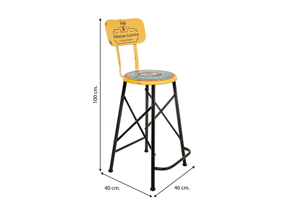 Tabouret en métal jaune 46x100x40h cm