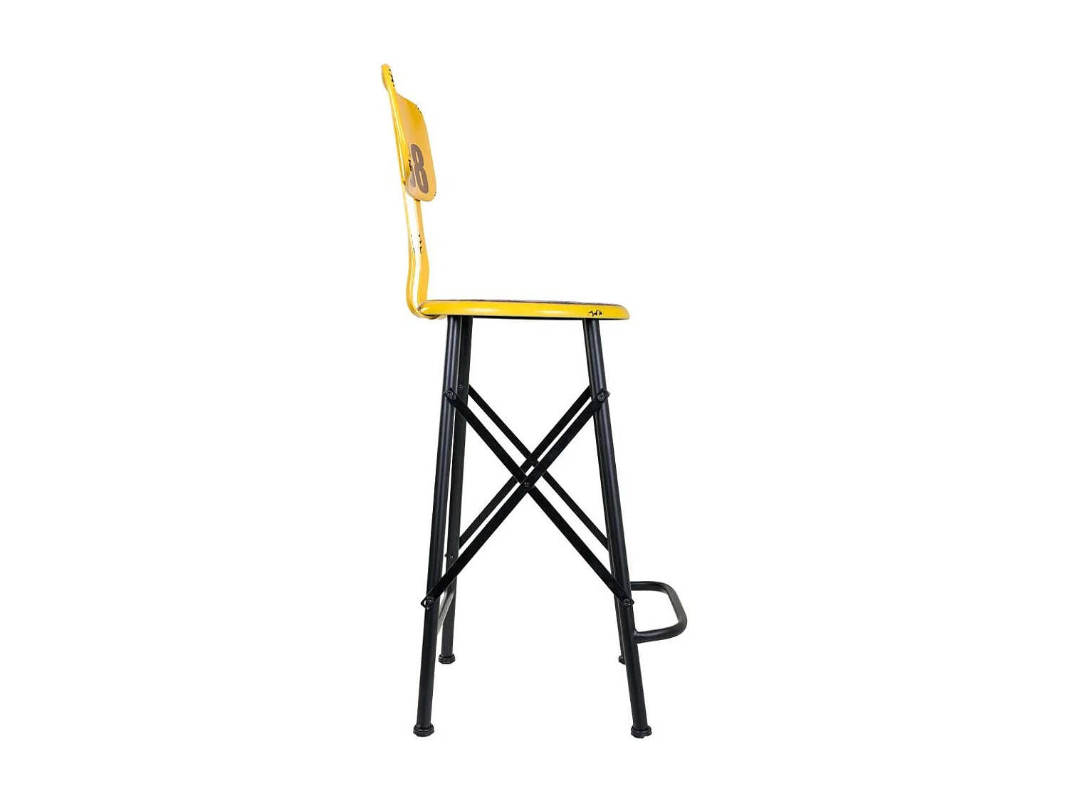 Banquinho de metal amarelo 46x100x40h cm