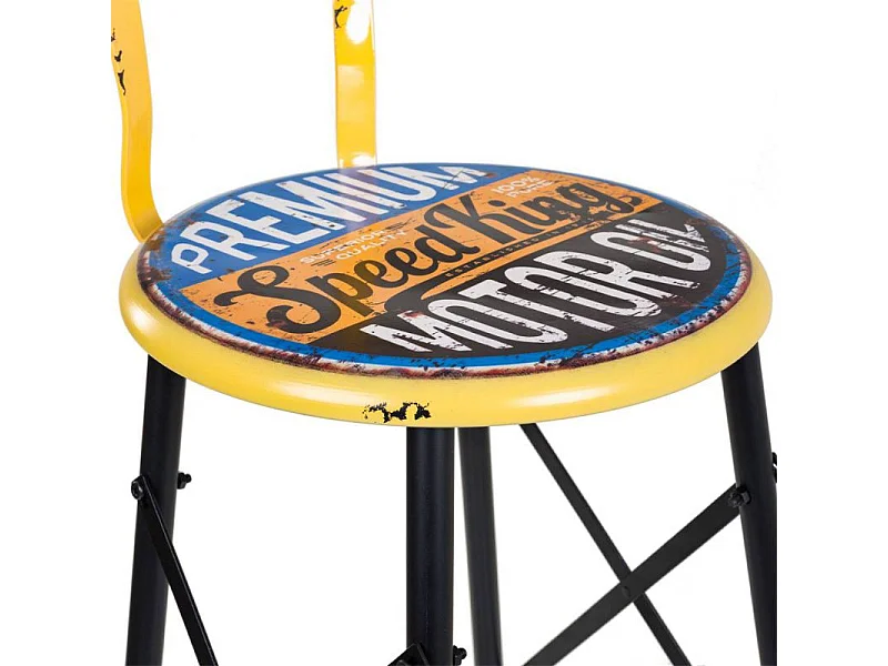 Banquinho de metal amarelo 46x100x40h cm