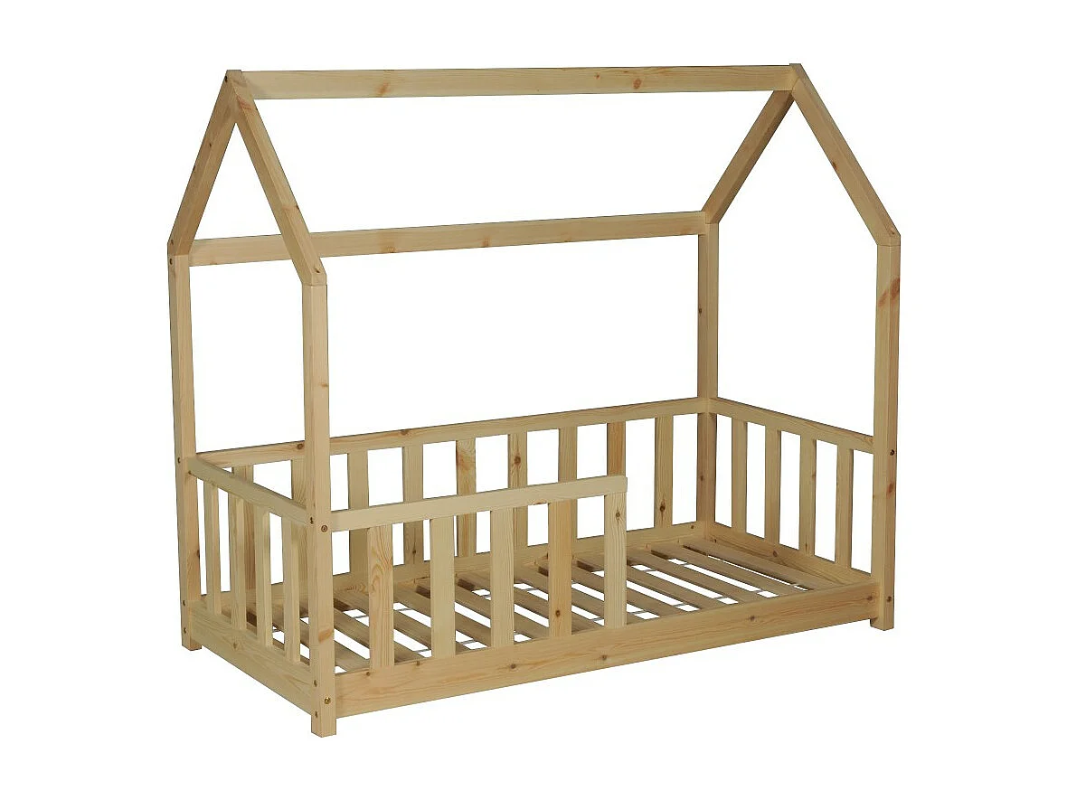 Lit cabane Kiwi 70x140 avec sommier et matelas /Naturel